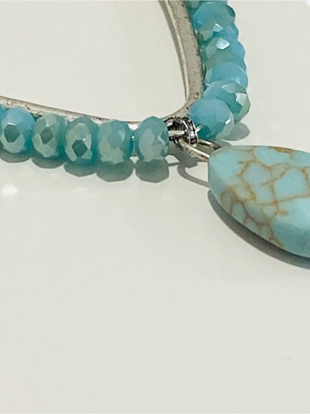 Premier Designs Silvertone Earrings with Faux Turquoise Beads and Drop Stones